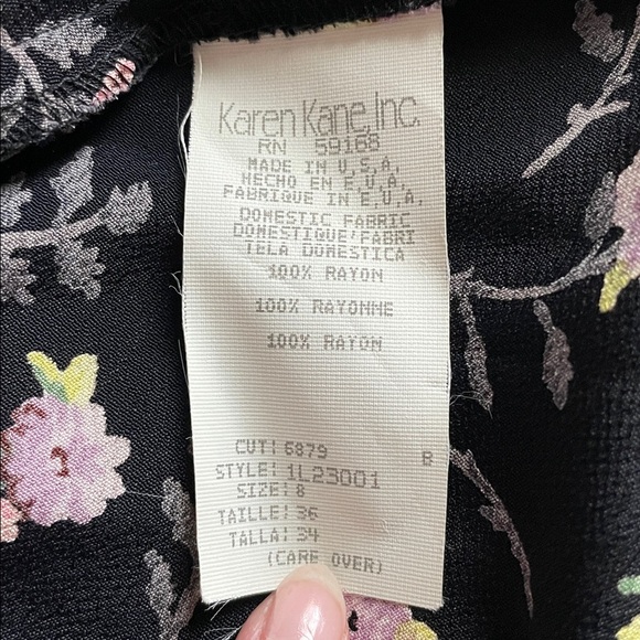 Vintage Black Floral Rayon Maxi Skirt 6 Witchy Whimsigoth Dark Romantic Fairy - Picture 7 of 7